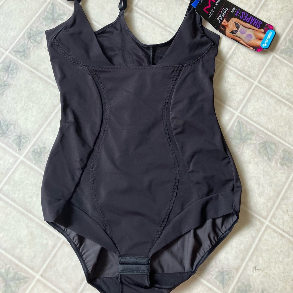 maidenform open Bust One Piece Body Shaper black new with tags black
